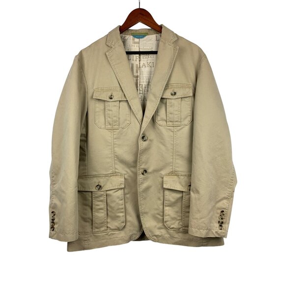 Life Khaki Mens Beige Blazer Jacket L Cotton & Polyester Blend - Picture 1 of 6